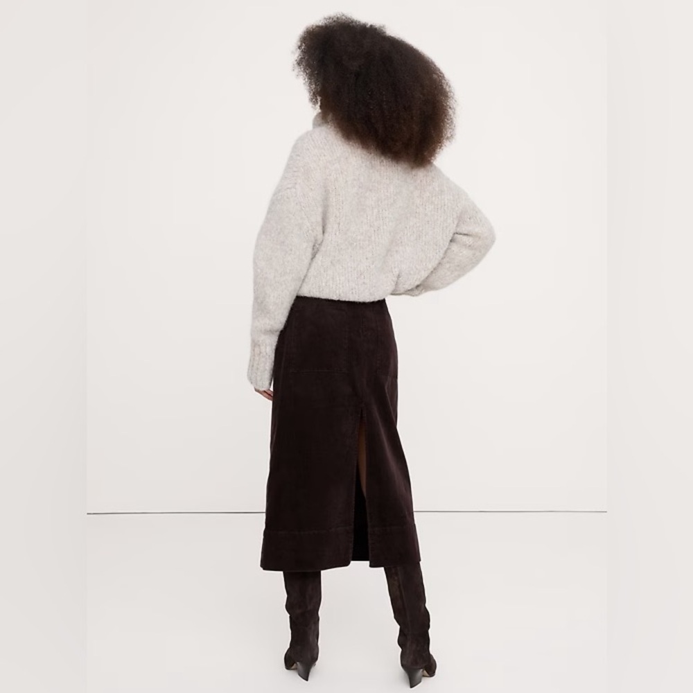 NEW! Banana Republic Sonoma Wine Red Corduroy Midi Skirt - Size 8 - Picture 2 of 6